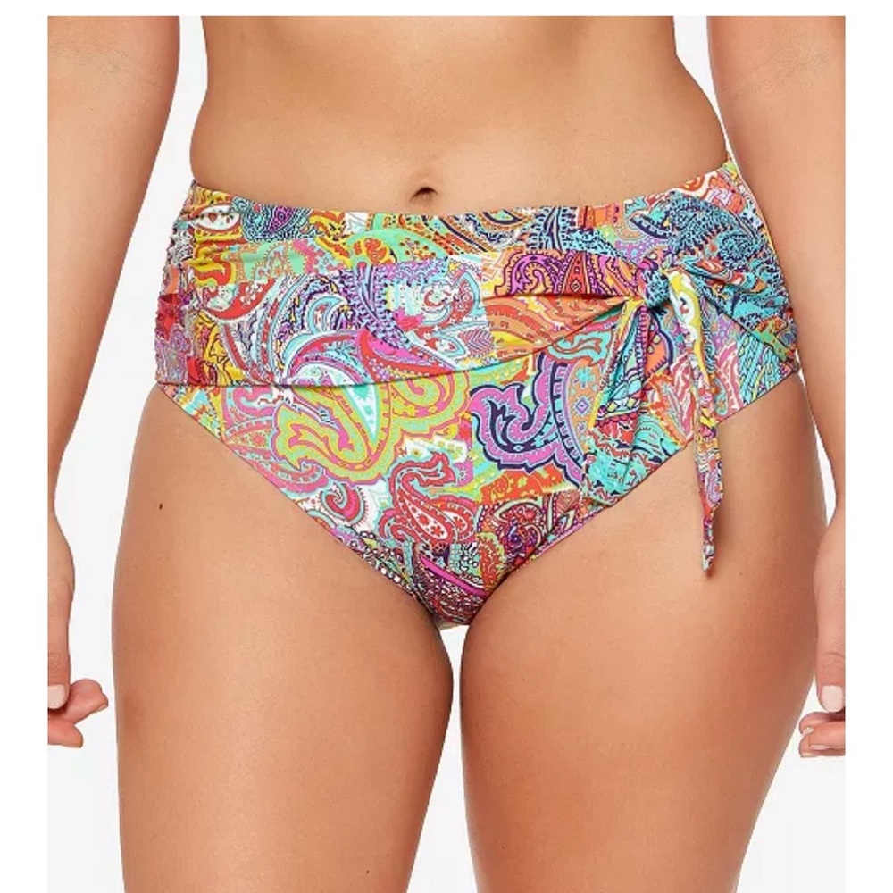 Bleu by Rod Beattie High Waist Bohemian Bikini Bottom Bold Colors New size 10
